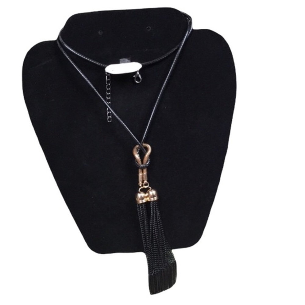 Black and Gold Tassel Necklace